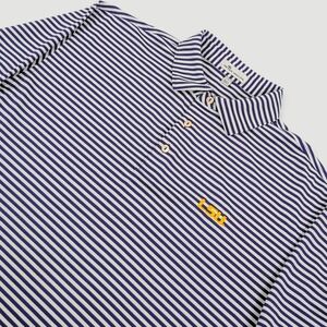 Peter Millar LSU Tigers Collegiate Touchdown Stripe Stretch Mesh Polo Mens Large